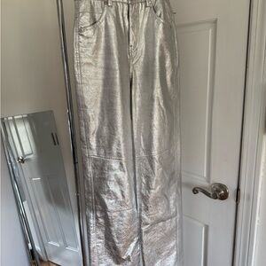 Bershka Silver Straight Leg Pants